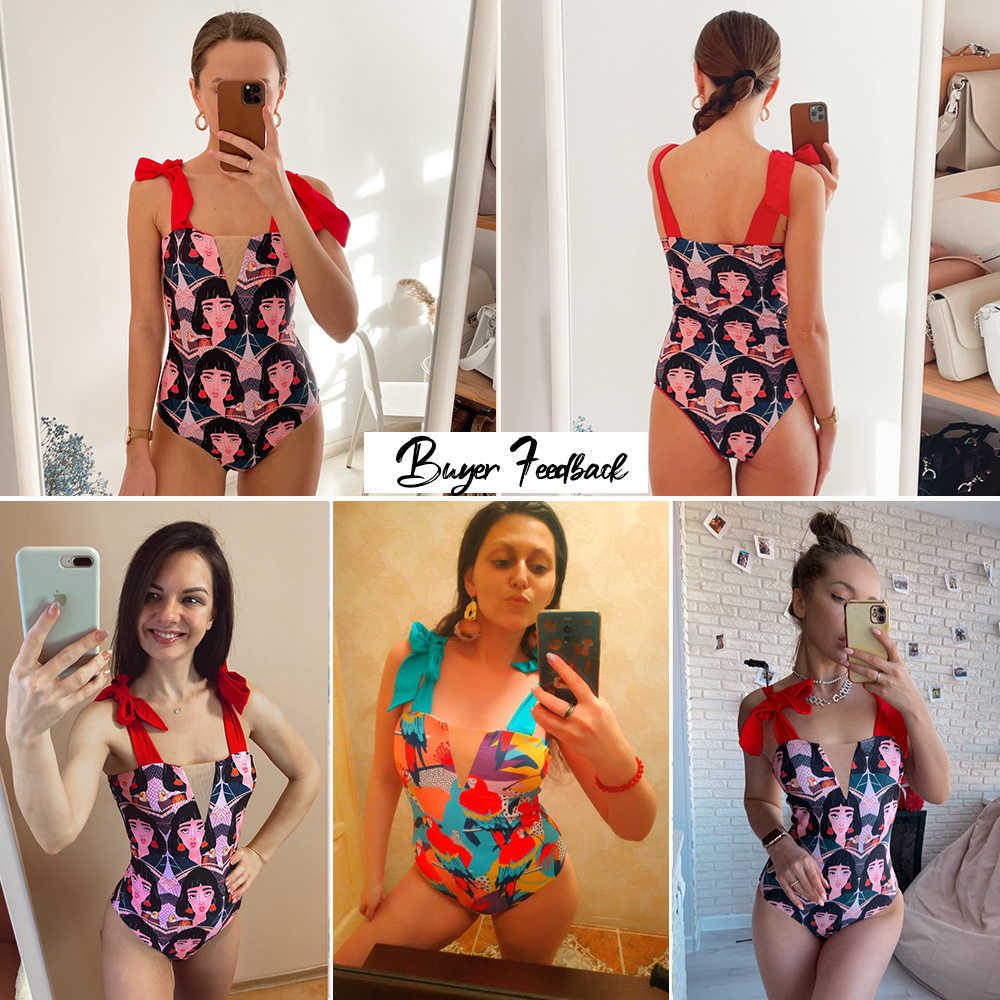 Swimsuit Cute Swimwear Women Bow Hollow Out Bathing Suit Back crisscross Monokini Swim 210611