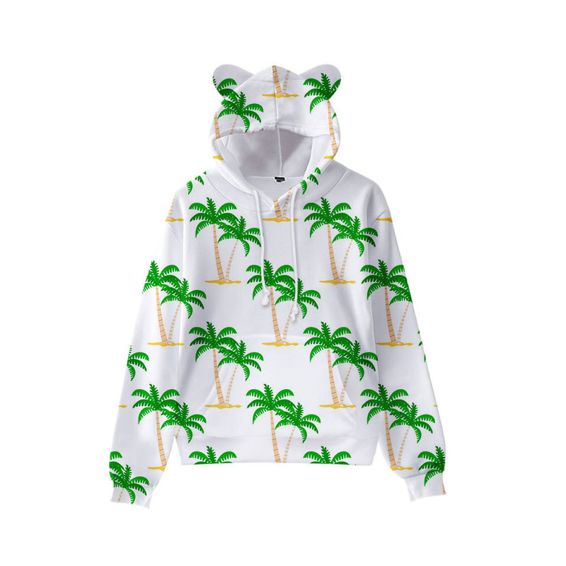 Coconut tree print cute boy girl clothes hooded 3D printed hooded sweater top autumn early winter ears hooded pullover, Black
Coconut tree print cute boy girl clothes hooded 3D printed hooded sweater top autumn early winter ears hooded pullover, Black