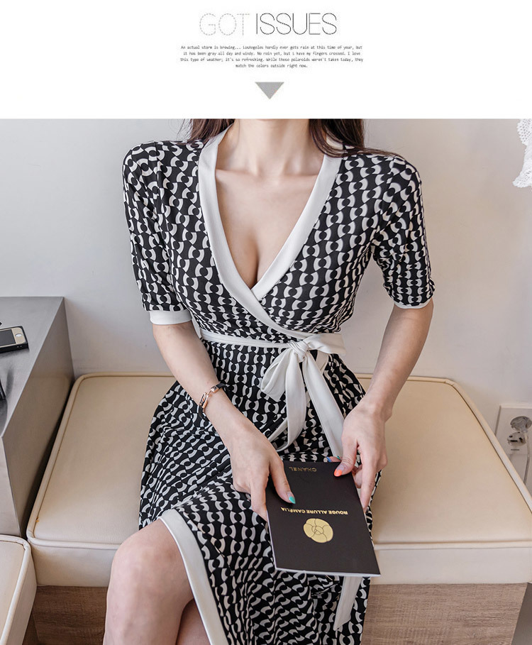 Summer Sexy V Neck Slim Retro Print Wrap Split Long Dress Party Office ladies High Waist Beach Maxi Dresses Femme Vestidos 210519