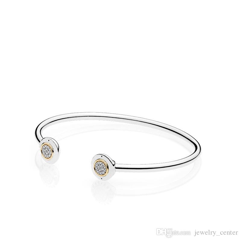 Authentic 925 Sterling Silver Cuff 18K Gold Bangle for Women Brand Logo fit Pandora Charm Beads Bracelet DIY Jewelry
Authentic 925 Sterling Silver Cuff 18K Gold Bangle for Women Brand Logo fit Pandora Charm Beads Bracelet DIY Jewelry
