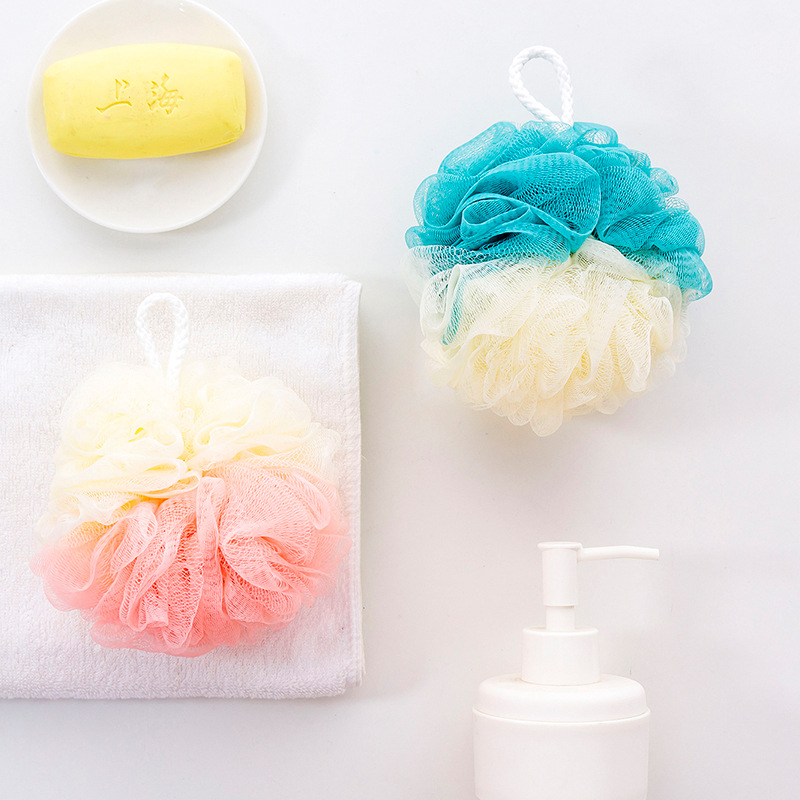 Large Soft Bath Ball Shower Loofah Sponge Pouf Puff Mesh Foaming Skin Cleaner Cleaning Tools Spa Body Scrubber Bathroom Accessories Color Matching JY0