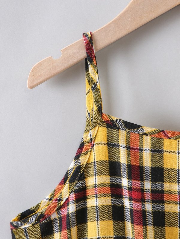 Girls Tartan Ruffle Hem Cami Dress SHE