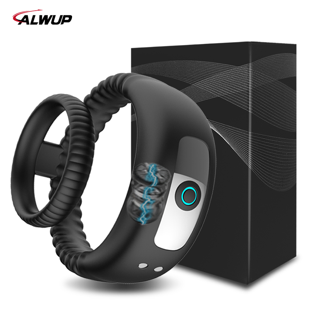 Male Couple Cock Rings Vibrator Delay Ejaculation Vibrating Penis Ring Sex Toys for Man Cockring Sexitoys for Men Two Adults 18