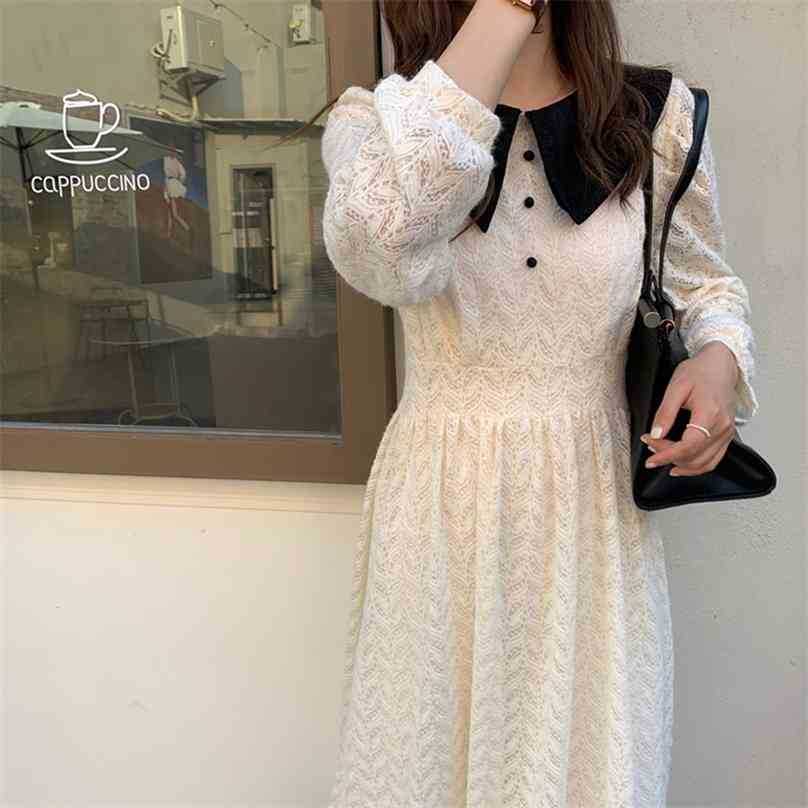 Women French Retro O-Neck Dresses Patchwork Lace Hollow Solid Long Gentle Elegant Chic Female Fashion Clothe 210525, White
Women French Retro O-Neck Dresses Patchwork Lace Hollow Solid Long Gentle Elegant Chic Female Fashion Clothe 210525, White