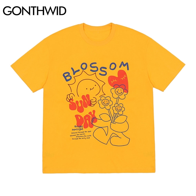 Tees Shirts Harajuku Graffiti Cartoon Flowers Short Sleeve Tshirts Hip Hop Casual Streetwear T-Shirts Cotton Loose Tops 210602, Yellow
Tees Shirts Harajuku Graffiti Cartoon Flowers Short Sleeve Tshirts Hip Hop Casual Streetwear T-Shirts Cotton Loose Tops 210602, Yellow