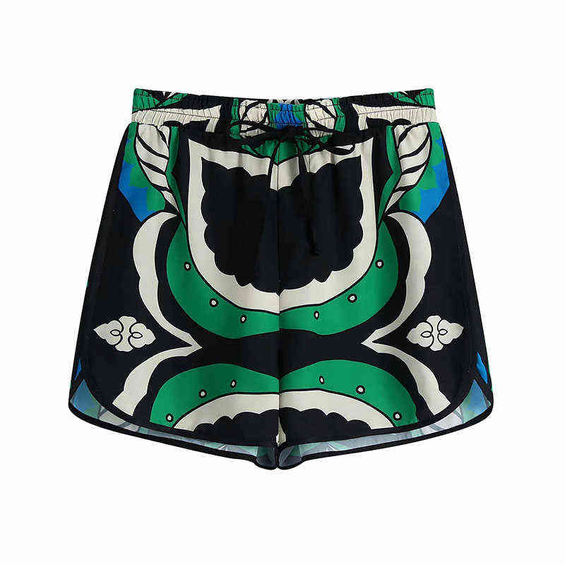Nlzgmsj Za Women 2 Piece Set Summer Long Pant S Print Bow Kimono Blouse+High Waist Casual Shorts Woman Outfit Suit