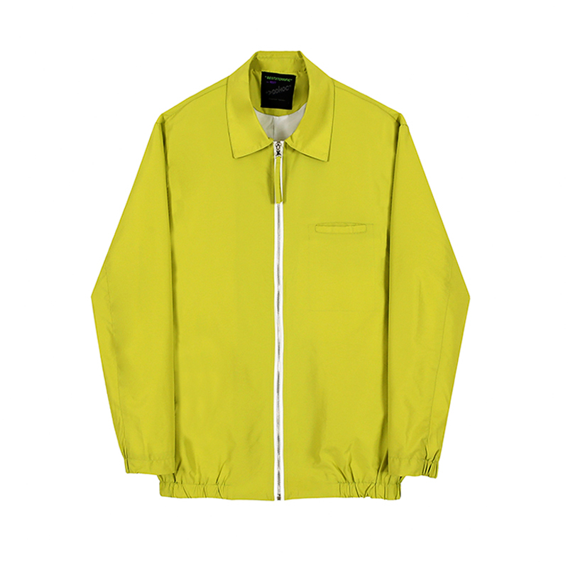 IEFB /Men's Wear Autumn Fluorescent Green Jacket Fashion Korean Style All-match Big Size Clothes Casual Lapel Zipper Coat 9Y4077 210524