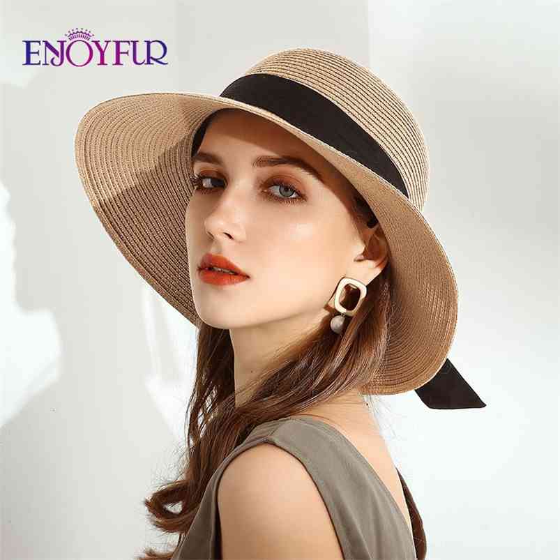 ENJOYFUR Summer sun straw hats for Women Wide Brim Ribbon Bow Beach hat female fashion UV UPF Sun Protection travel 210709, 08
ENJOYFUR Summer sun straw hats for Women Wide Brim Ribbon Bow Beach hat female fashion UV UPF Sun Protection travel 210709, 08