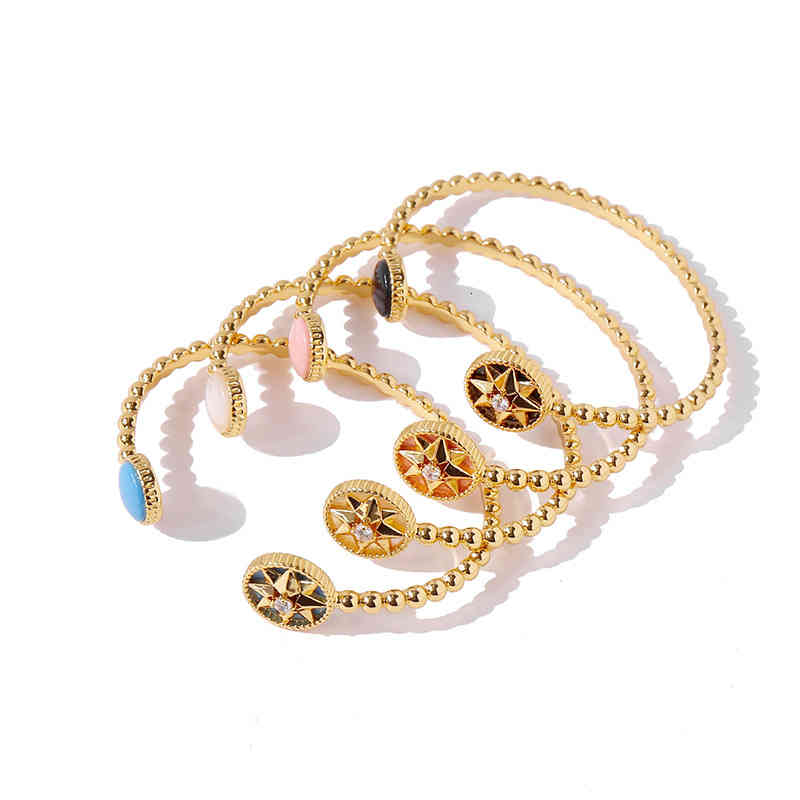 Charm Bracelets 06 Fashion Accessories with Fashionable Lucky Star Octagonal Opening Bracelet Four Colors