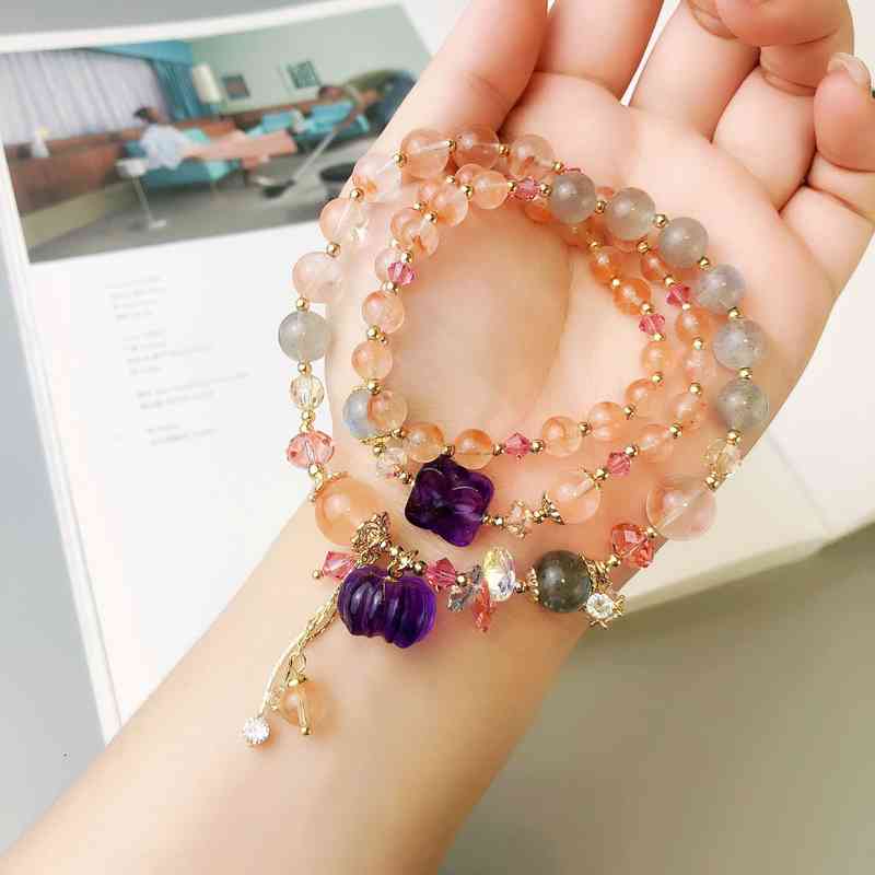 Red Rabbit Hair Amethyst Grey Moonlight Austrian Crystal 925 Silver Ear Hook Set