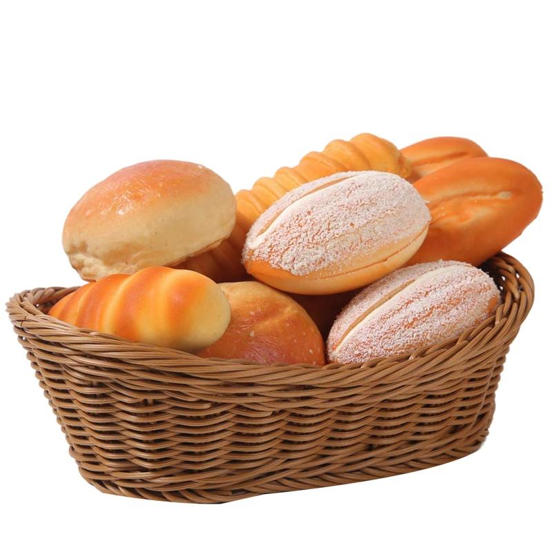 Storage Baskets Oval Wicker Woven Basket Bread Serving Basket, 11 Inch For Food Fruit Cosmetic Table Top And Bathr