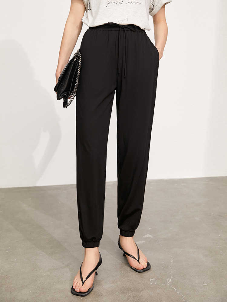 Minimalism Summer Fashion Pants For Women Sport Causal Solid Elastic Waist Loose 's Joggers 12130221 210527