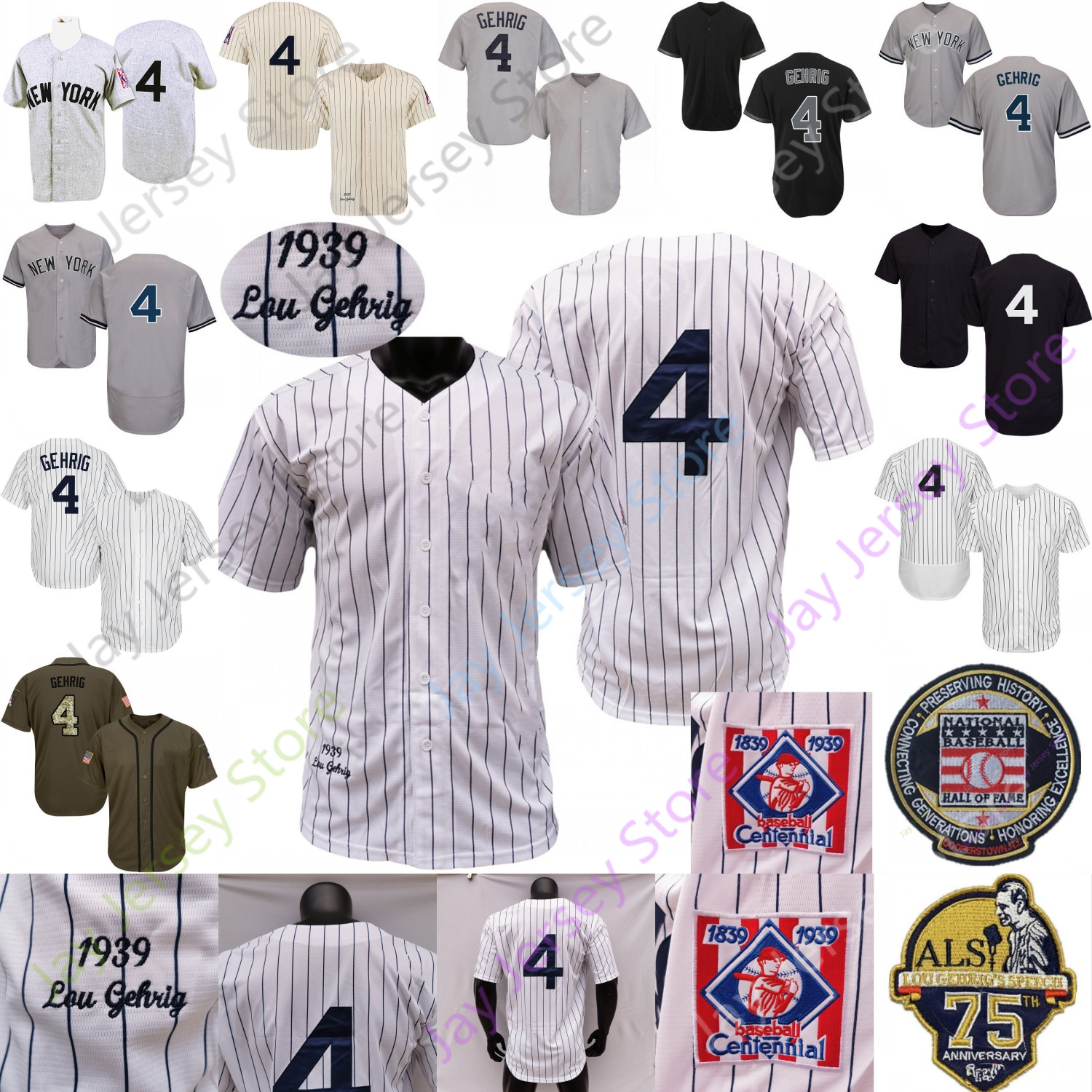Lou Gehrig Retro Vintage Jersey 1939 Grey White Cream Pinstripe Turn Back 75th Hall Of Fame Patch Navy Black Size S-3XL, Salute to service
Lou Gehrig Retro Vintage Jersey 1939 Grey White Cream Pinstripe Turn Back 75th Hall Of Fame Patch Navy Black Size S-3XL, Salute to service