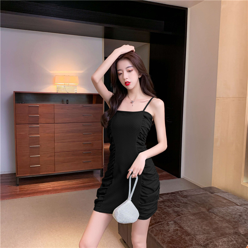 Korean Spring Fashion Two Piece Set Women Notched Short Sleeve Crop Top +Suspender Sexy Mini Dress Outfits 210519