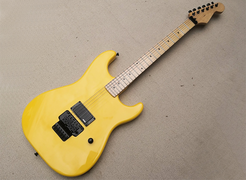 Factory Wholesale Yellow Electric Guitar with Floyd Rose,Maple Fretboard,Black Hardware,Can be customized as reques
Factory Wholesale Yellow Electric Guitar with Floyd Rose,Maple Fretboard,Black Hardware,Can be customized as reques
