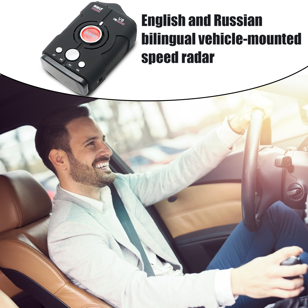 V8 Car Speed Detector Vehicle Radar Detectors English Russian Voice Alarm Alert 360 Degree Speed-Monitor For GPS Navigator