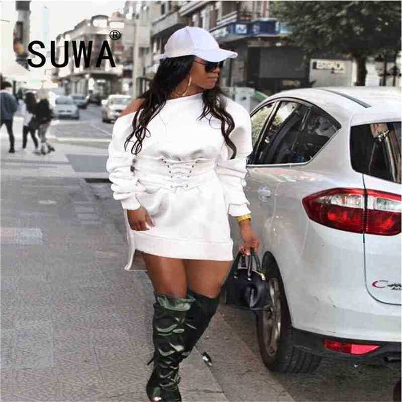 Sale Sweater Sexy Round Neck Loose Bandage Tie Waist Long Sleeve Dress Women All White Dance K-Pop Style Fall Winter Clothes 210525
Sale Sweater Sexy Round Neck Loose Bandage Tie Waist Long Sleeve Dress Women All White Dance K-Pop Style Fall Winter Clothes 210525