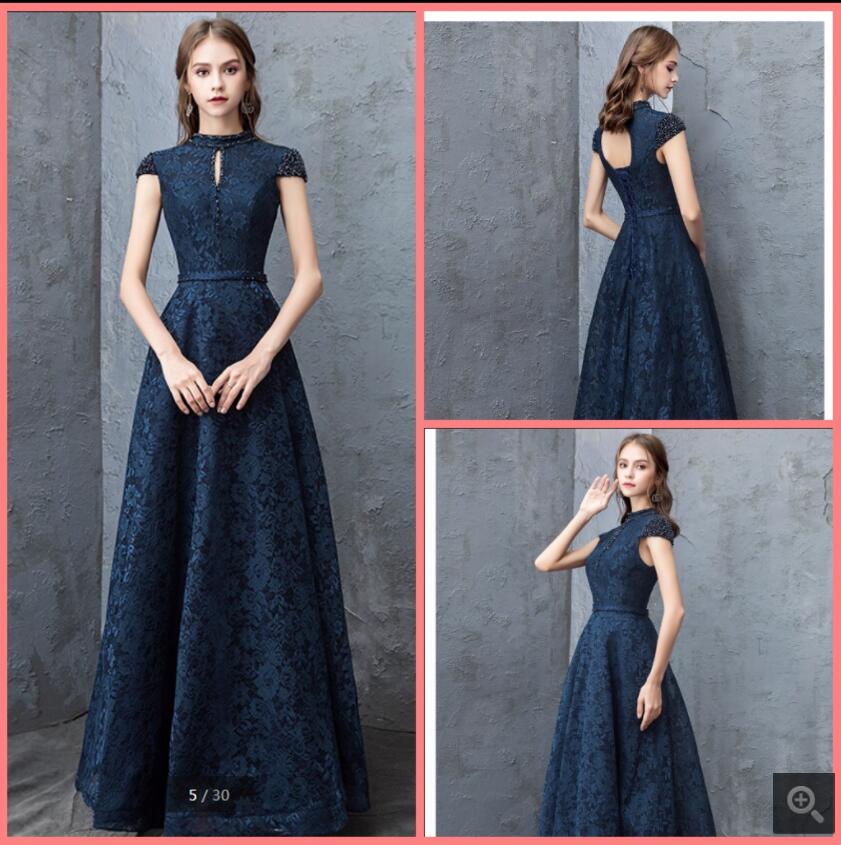 Vestido De Festa navy blue lace a line evening dress beaded cap sleeve open back sexy corset elegant party dresses floor length formal red carpet prom gowns, Chocolate
Vestido De Festa navy blue lace a line evening dress beaded cap sleeve open back sexy corset elegant party dresses floor length formal red carpet prom gowns, Chocolate