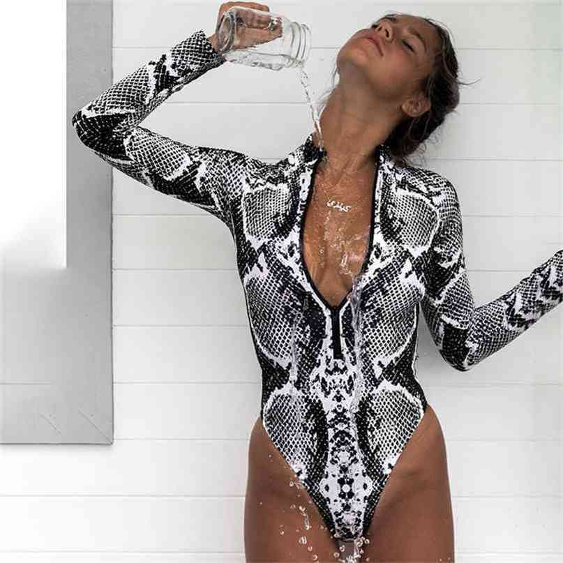 Leopard Swimsuit Long Sleeve Surfing Suit Snake Print Zipper Monokini Push Up Sexy Swimming for Women 210702, Black
Leopard Swimsuit Long Sleeve Surfing Suit Snake Print Zipper Monokini Push Up Sexy Swimming for Women 210702, Black