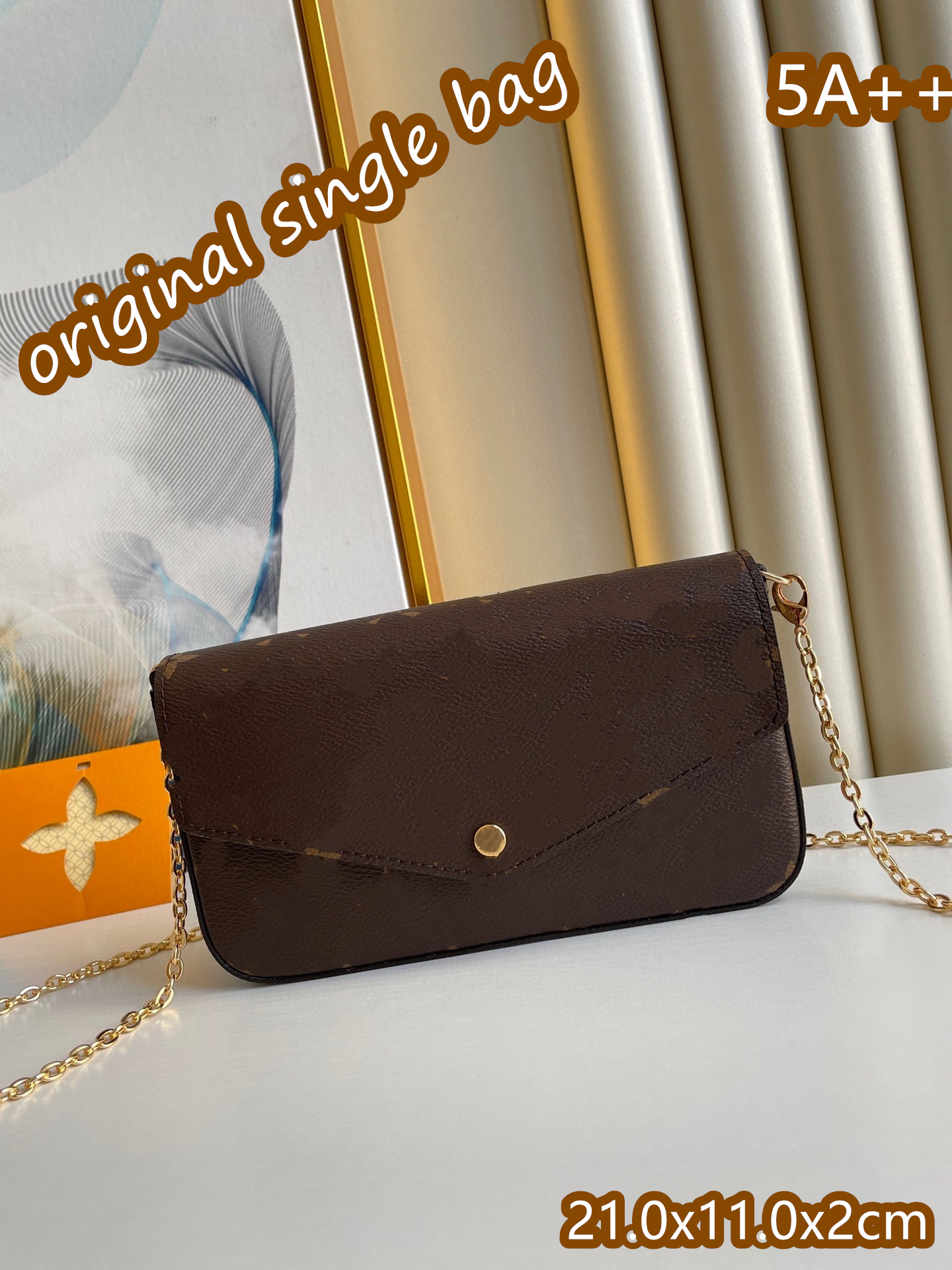 1.v Bag 5A+2021 Luxury Designer Hand Leather cm Canvas material Chain Bag 21.0x11.0x2.0m61276 Gold chain Bag, As shown
1.v Bag 5A+2021 Luxury Designer Hand Leather cm Canvas material Chain Bag 21.0x11.0x2.0m61276 Gold chain Bag, As shown