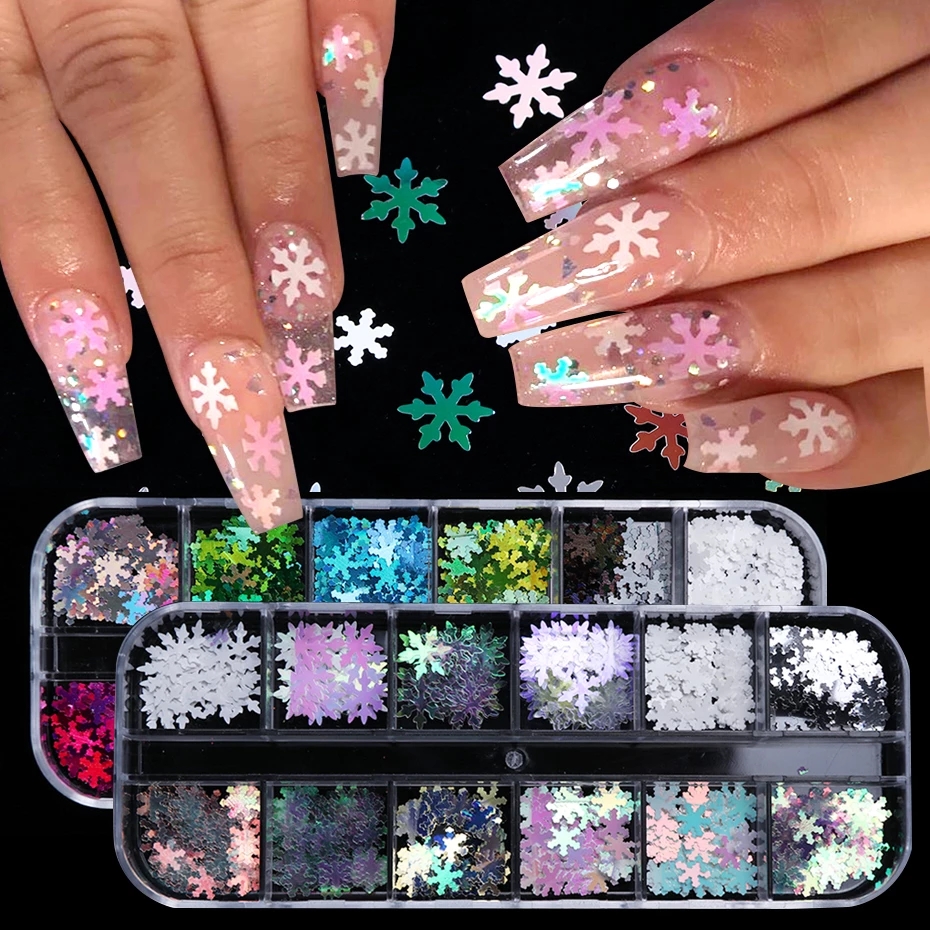 1Box Snowflake Holographic Nail Glitter Paillettes Christmas Art Sequins Pink White Blue Winter 3D Shiny Nails Polish Decorations 
1Box Snowflake Holographic Nail Glitter Paillettes Christmas Art Sequins Pink White Blue Winter 3D Shiny Nails Polish Decorations