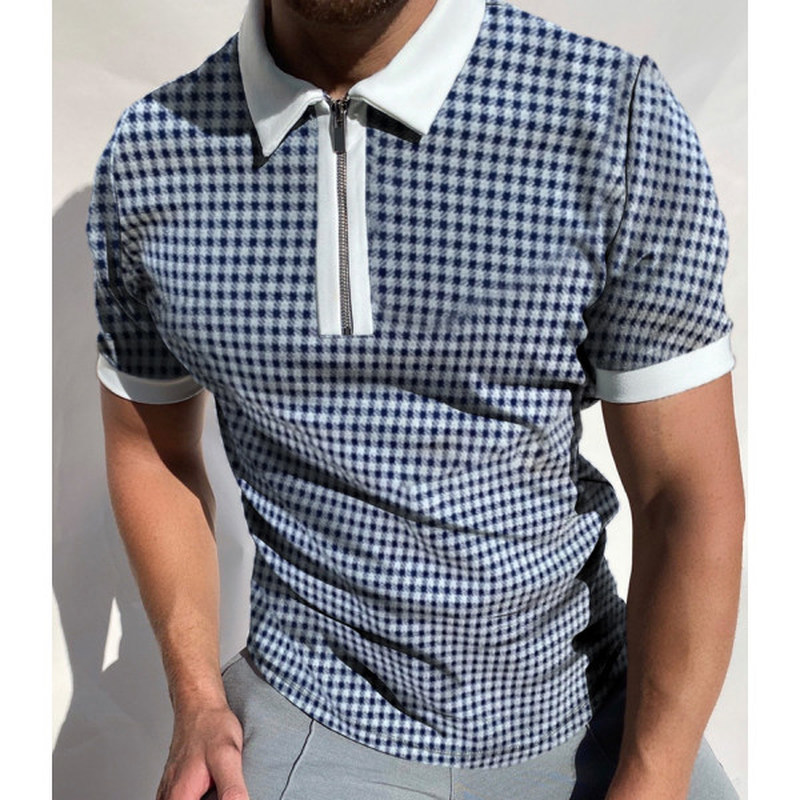 exciting pattern men' zipper polo shirt high quality comfortable breathable fashionable cool daily travel work party, Blue 
exciting pattern men' zipper polo shirt high quality comfortable breathable fashionable cool daily travel work party, Blue