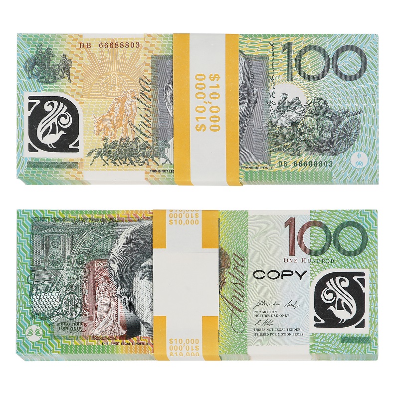 

50% Size Prop Game Australian Dollar 5 10 20 50 100 AUD Banknotes Paper Copy Fake Money Movie Props2851