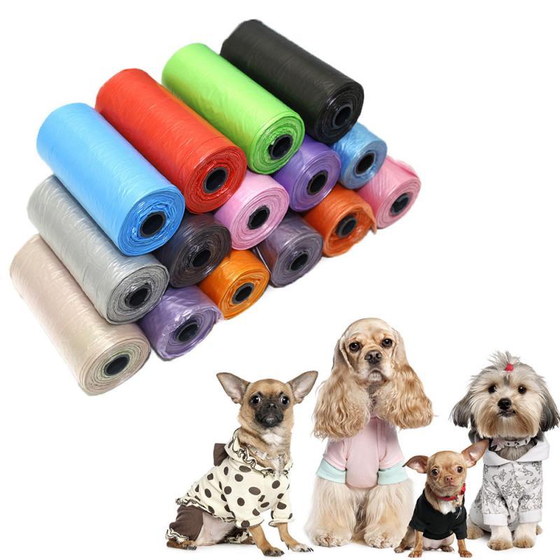 15PCS / Roll Pet Dog Poop Bags Dispenser Collector Scoop Holder Puppy Cat Poop Scoop Bag Small Rolls Outdoor Clean Pets Supplies