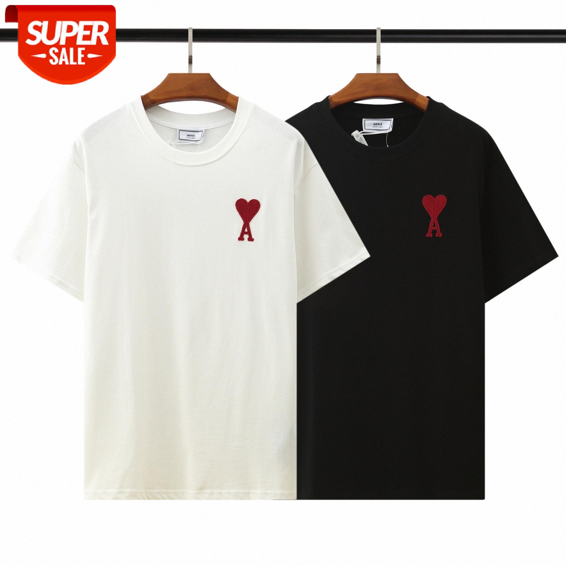 Quality AMI embroidery red love casual couple short-sleeved T-shirt running volume #Qc6G, White 
Quality AMI embroidery red love casual couple short-sleeved T-shirt running volume #Qc6G, White
