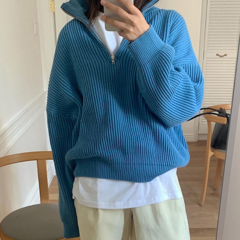 Women's Sweaters Korean Chic Autumn And Winter Versatile High Neck Zipper Design Loose Pit Strip Long Sleeve Pullover Sweater, Pink
Women's Sweaters Korean Chic Autumn And Winter Versatile High Neck Zipper Design Loose Pit Strip Long Sleeve Pullover Sweater, Pink