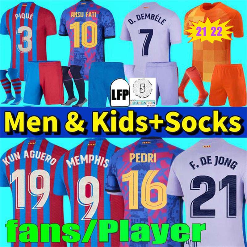 21 22 MEMPHIS F.DE JONG soccer jerseys home away third KUN AGUERO ANSU FATI PEDRI goalkeeper TER STEGEN DEST COUTINHO Nico O.DEMBELE BRAITHWAITE men kids kit socks, Colour 16
21 22 MEMPHIS F.DE JONG soccer jerseys home away third KUN AGUERO ANSU FATI PEDRI goalkeeper TER STEGEN DEST COUTINHO Nico O.DEMBELE BRAITHWAITE men kids kit socks, Colour 16