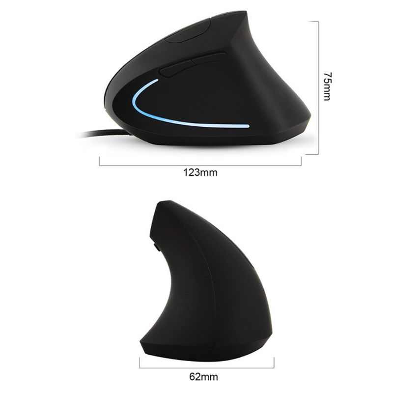Wired Right Hand Vertical Mouse Ergonomic Gaming Mouse 800 1200 1600 DPI USB Optical Wrist Healthy Mice For PC Computer