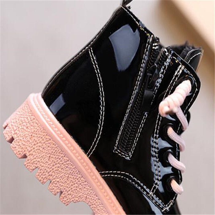 Autumn Winter kids Girls Boys Boots Soft Non-Slip Martin Boots For Children Leather Plus Velvet Fashion Ankle Boot