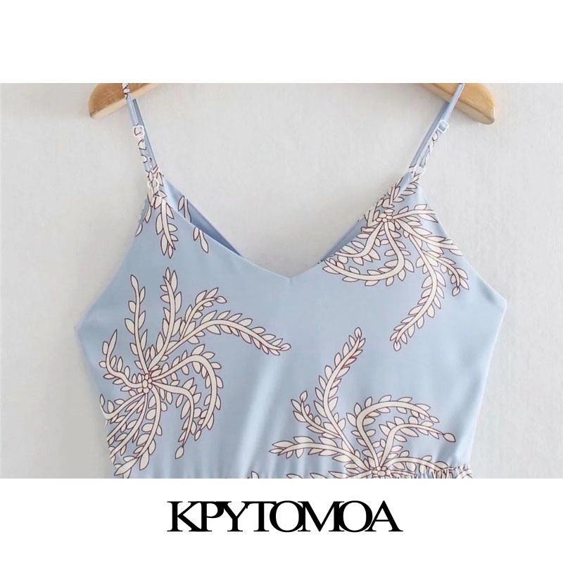 Women Chic Fashion Leaves Print Mini Dress Backless Side Zipper Thin Straps Female Dresses Vestidos 210420