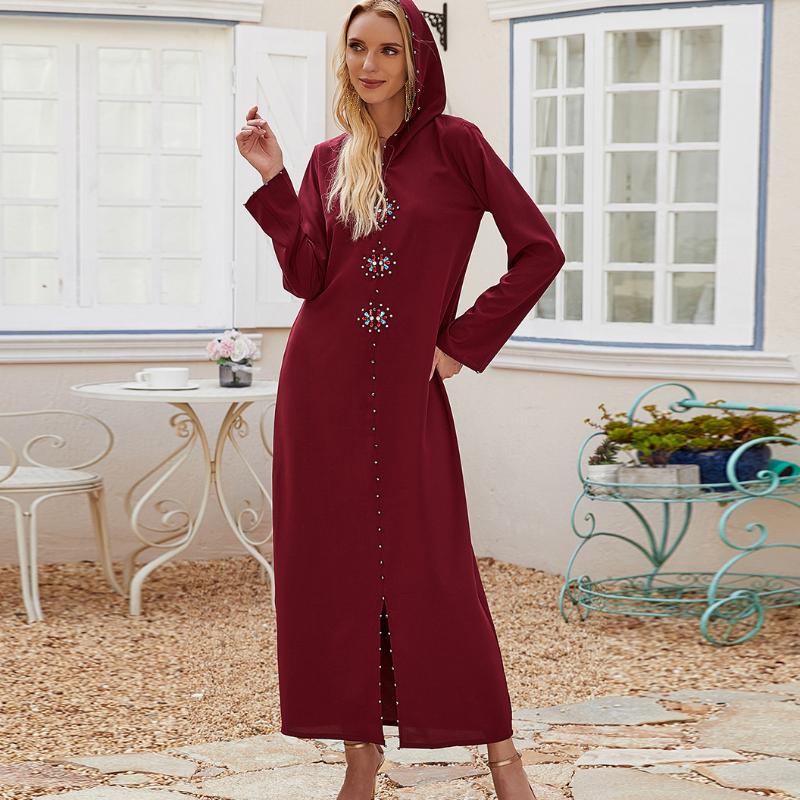 Ethnic Clothing 2021 Muslim Hand With Cap Sewing Diamond Morocco Middle East European And American Style Dress Women's Robe
Ethnic Clothing 2021 Muslim Hand With Cap Sewing Diamond Morocco Middle East European And American Style Dress Women's Robe