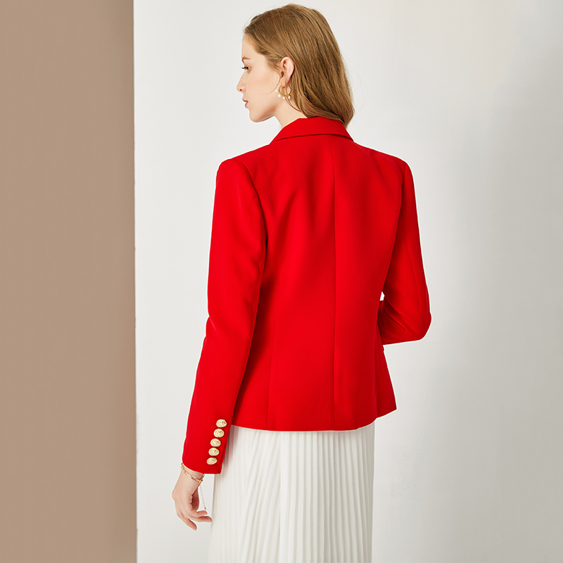 HarleyFashion European American Women Casual Blazer Double Breasted High Quality Plus Size Red Blazers 210330