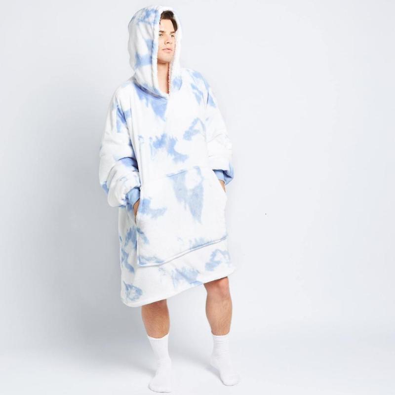 Women's Hoodies & Sweatshirts OODIE Blue Dye Winter Oversized Hoodie Sweatshirt Warm Soft Pocket Outdoor Fleece Comfy Weighted Blanket For Bed Travel QWZP