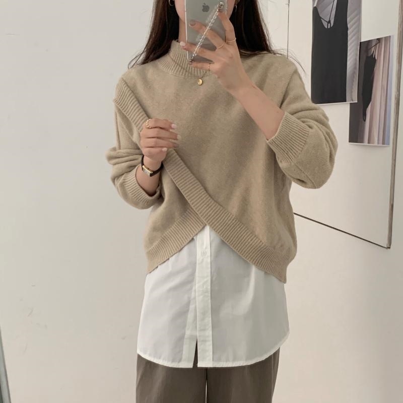 Stylish Criss-cross Knitted Pullover Sweater Women Winter Long Sleeve Turtleneck Korean Fashion Casual Ladies Tops Jumpers 210514