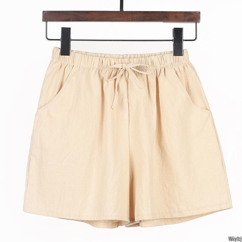 Ladies Summer Shorts Casual Solid Color Cotton Linen Women High Waist Loose Cool Women's