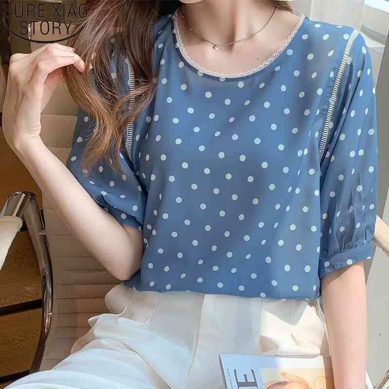 Summer French Lace Shirt Retro Polka Dot Spring Blue Mulberry Silk Blouse Lantern Sleeve Tops Elegant Women Clothes 14293 210527 
Summer French Lace Shirt Retro Polka Dot Spring Blue Mulberry Silk Blouse Lantern Sleeve Tops Elegant Women Clothes 14293 210527