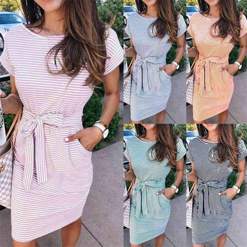 Women Casual Striped Short Sleeve Female Tshirt Dresses Black Pink Sundress Streetwear Summer O Neck Cotton Dress Vestidos 210517
Women Casual Striped Short Sleeve Female Tshirt Dresses Black Pink Sundress Streetwear Summer O Neck Cotton Dress Vestidos 210517