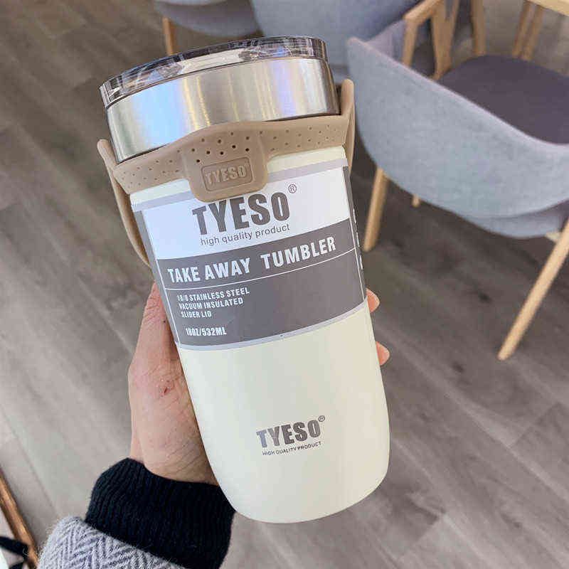 Double-Layer Water Bottle Vacuum Flask Ice Cup Stainless Steel Sports Portable Large-Capacity Mug Coffee Cups For Gifts 211109