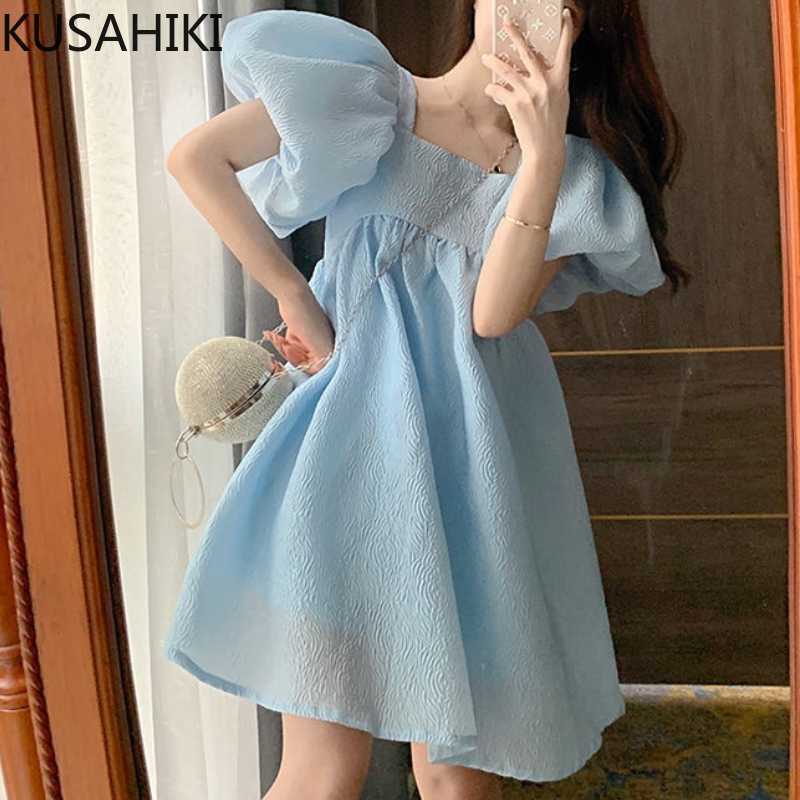KUSAHIKI Sweet Puff Sleeve Square Collar Woman Dress High Waist A-line Vestidos Femme Summer Bow Tie Backless Dresses 6H601 210602, Blue
KUSAHIKI Sweet Puff Sleeve Square Collar Woman Dress High Waist A-line Vestidos Femme Summer Bow Tie Backless Dresses 6H601 210602, Blue