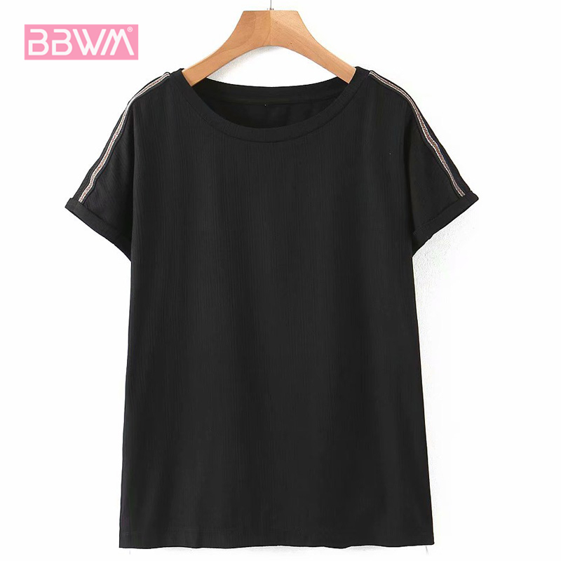 Round Neck Wild Black Fresh Loose Short Sleeve Simple Female T-shirt Elegant Chic Summer Women's Tops 210507