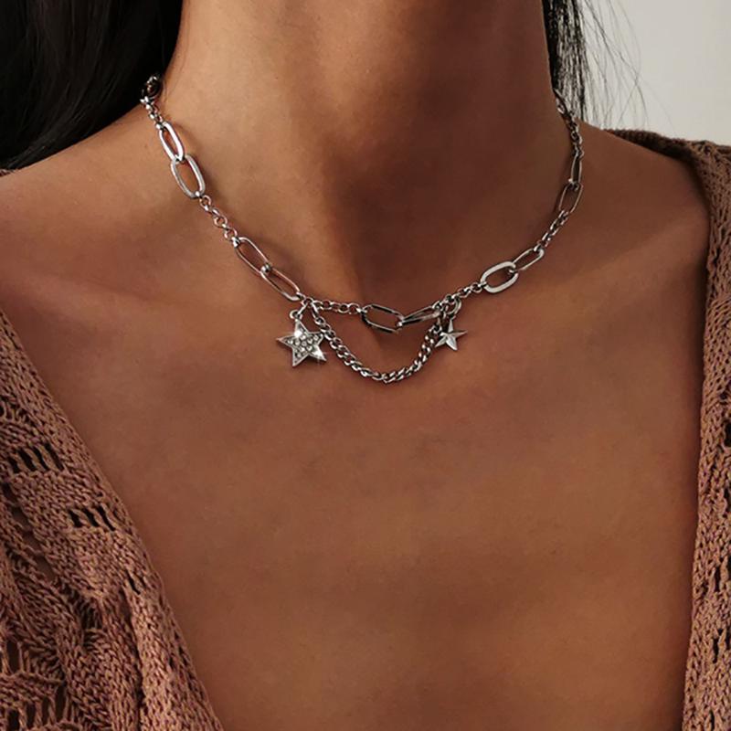 Pendant Necklaces 2021 Fashion Vintage Punk Crystal Five-pointed Star Chain Necklace For Women Female Gold Silver Color Collar Multilevel Je
Pendant Necklaces 2021 Fashion Vintage Punk Crystal Five-pointed Star Chain Necklace For Women Female Gold Silver Color Collar Multilevel Je
