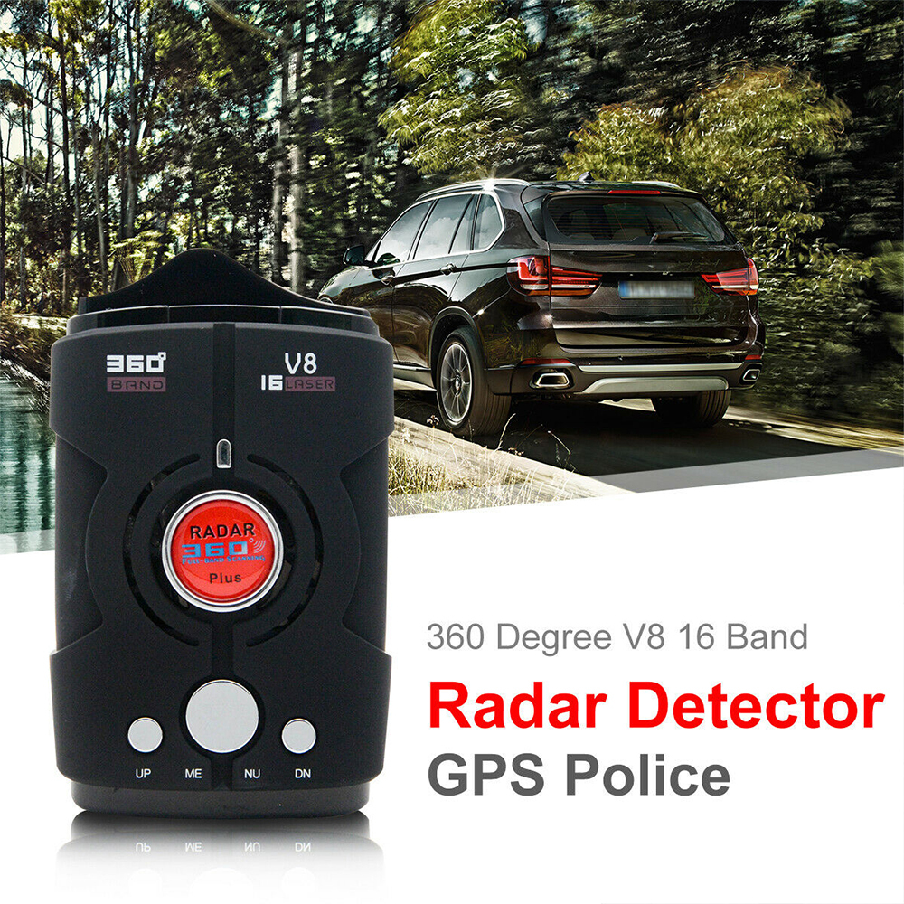 V8 Car Speed Detector Vehicle Radar Detectors English Russian Voice Alarm Alert 360 Degree Speed-Monitor For GPS Navigator