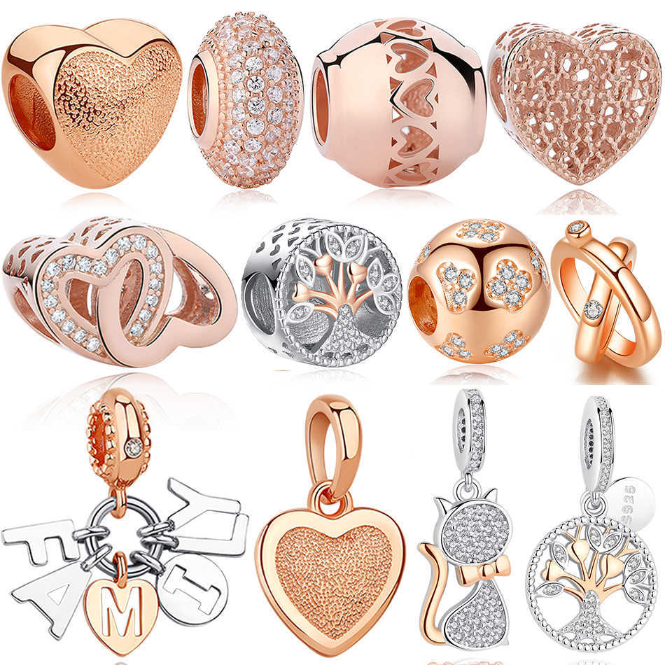 925 Sterling Silver Bead Rose Gold Family Tree Of Original Love Cat Pendant Charm Fit Pandora Charms Silver 925 Bracelet Jewelry Q0531
925 Sterling Silver Bead Rose Gold Family Tree Of Original Love Cat Pendant Charm Fit Pandora Charms Silver 925 Bracelet Jewelry Q0531