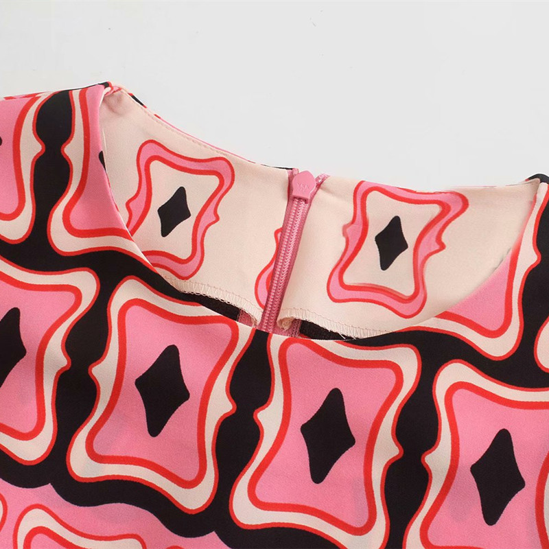 Casual Women O Neck Straight Dress Spring-autumn Fashion Ladies Chinese Style Printed Hollow Out 210515