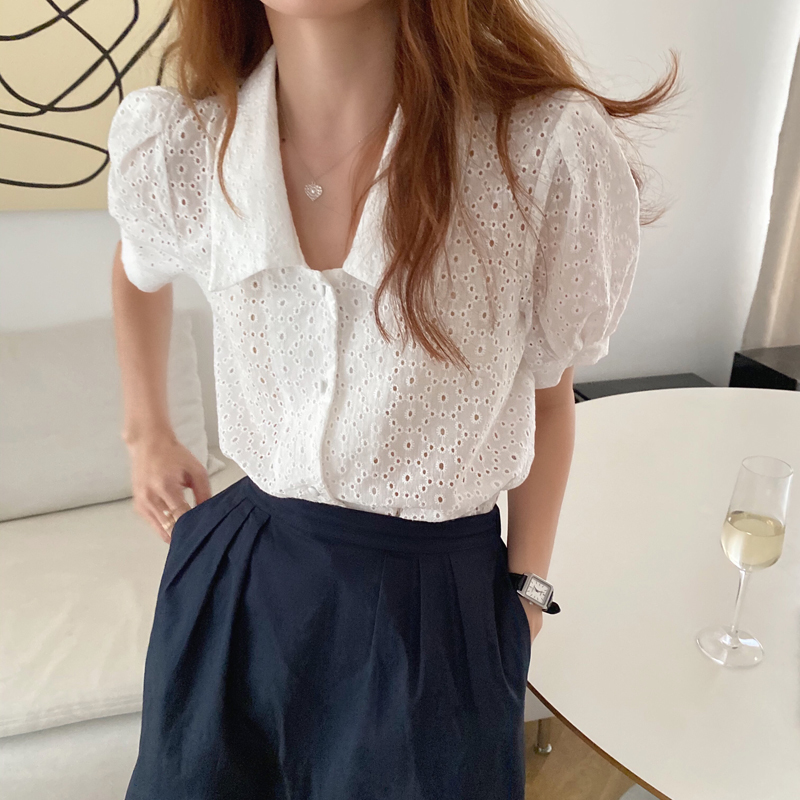 Summer Office Lady Elegant Blouse Shirt Woman Short Sleeve White Blouses Women Solid Soft Tops Blusa Feminina Kimono 210421