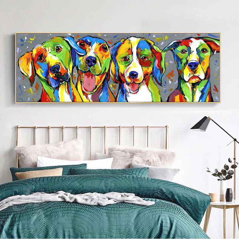 Graffiti Street Art Colorful Dog Animal Poster Home Decor Children's Bedroom Wall Art For Living Room Canvas Painting No Frame